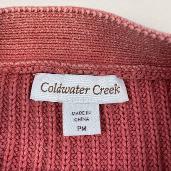 Coldwater Creek Faded Pink Ribbed Cropped Slouchy Boatneck Sweater Medium Petite - Picture 3 of 4